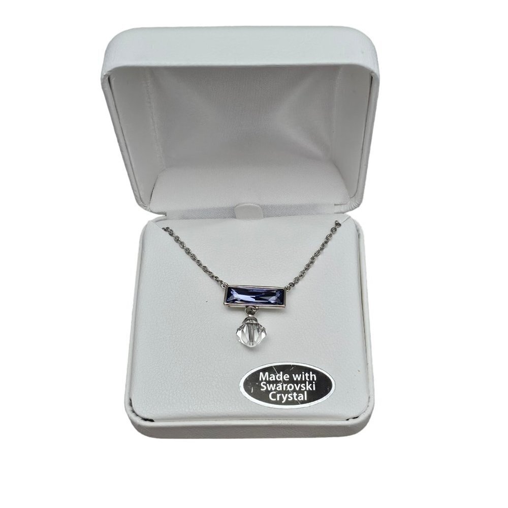 Swarovski Purple Rectangle Crystal Necklace Pendant